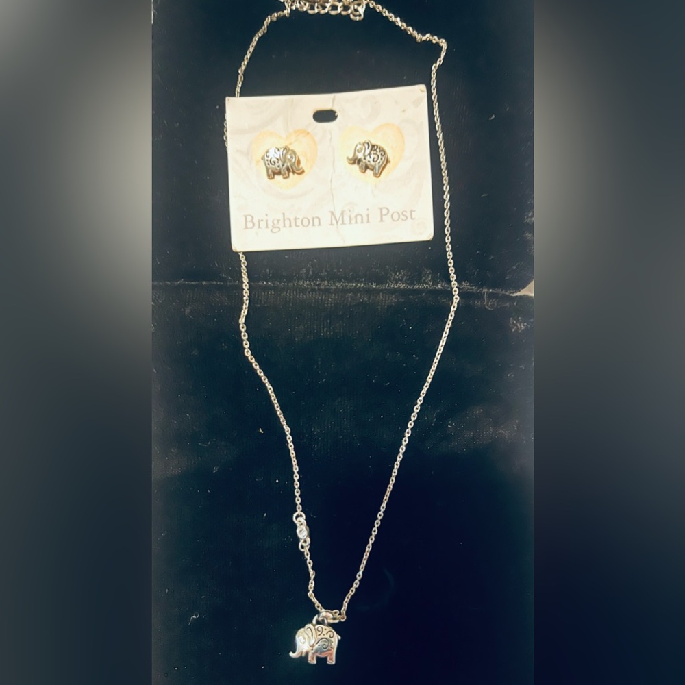 Brighton Collectibles Lucky Elephant Petite Necklace and Mini Post Set